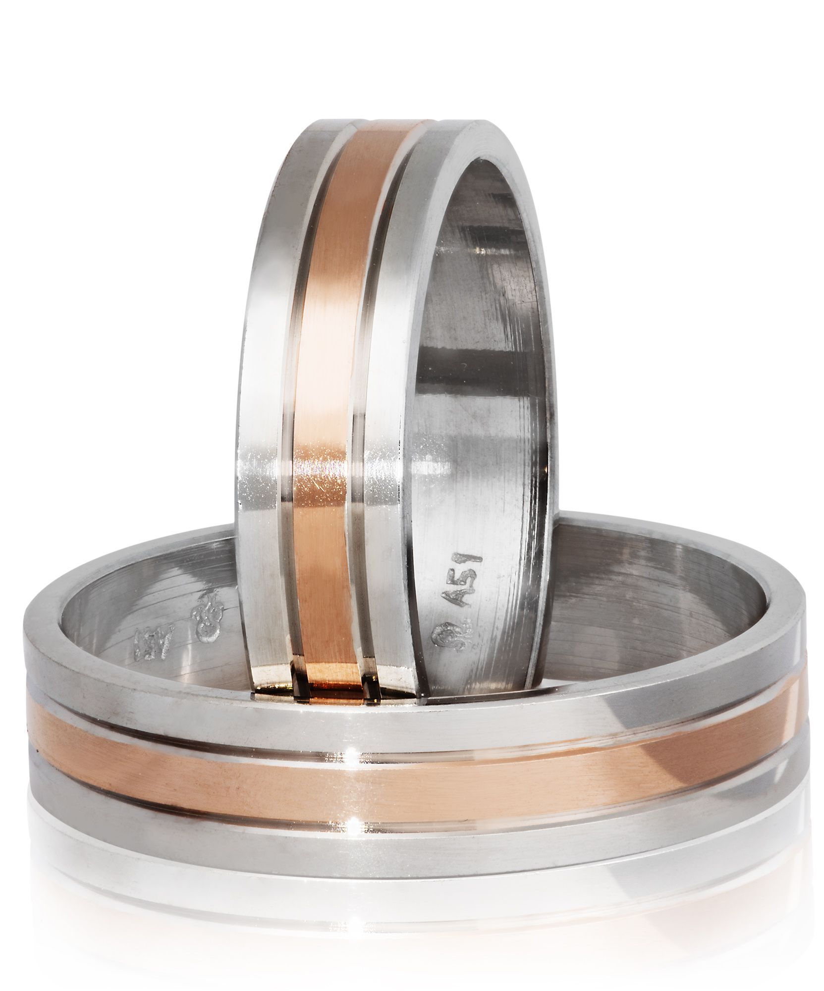 White gold & rose gold wedding rings 4.5mm  (code S66)